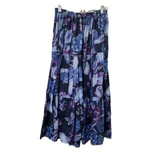Vintage Southern Comforts Skirt Womens M Sheer Cotton Gauze Floral Tiered